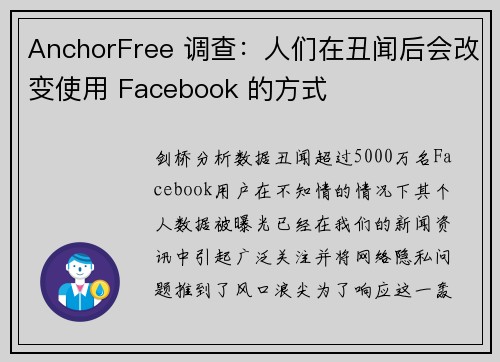 AnchorFree 调查：人们在丑闻后会改变使用 Facebook 的方式 